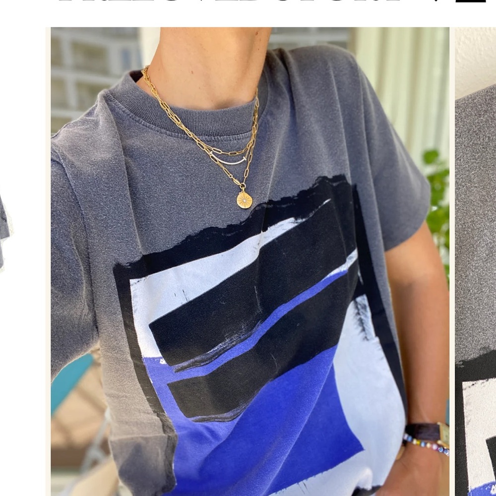 Anine Bing Georgie Blue Painting Tee Size XS